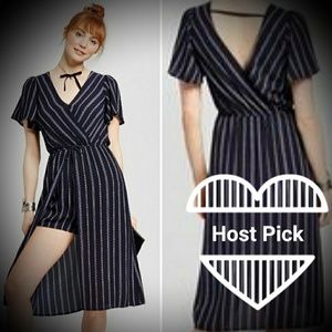 Stripe wrap romper with dress